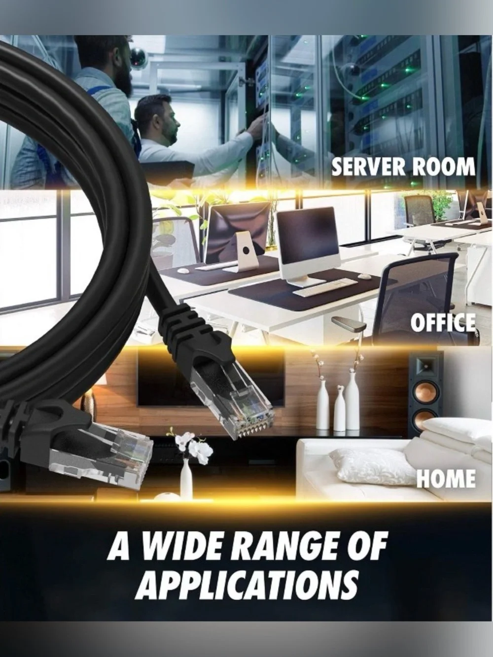 2 Pack Cat6 Ethernet Cable - 10Gbps High Speed LAN